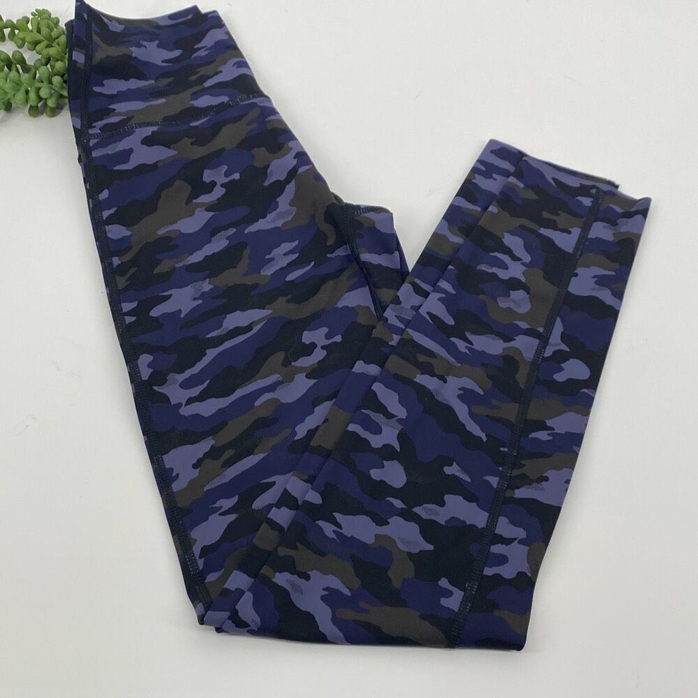 Aerie Blue Camo High Rise Chill Play Move 7/8 Leggings Small‎